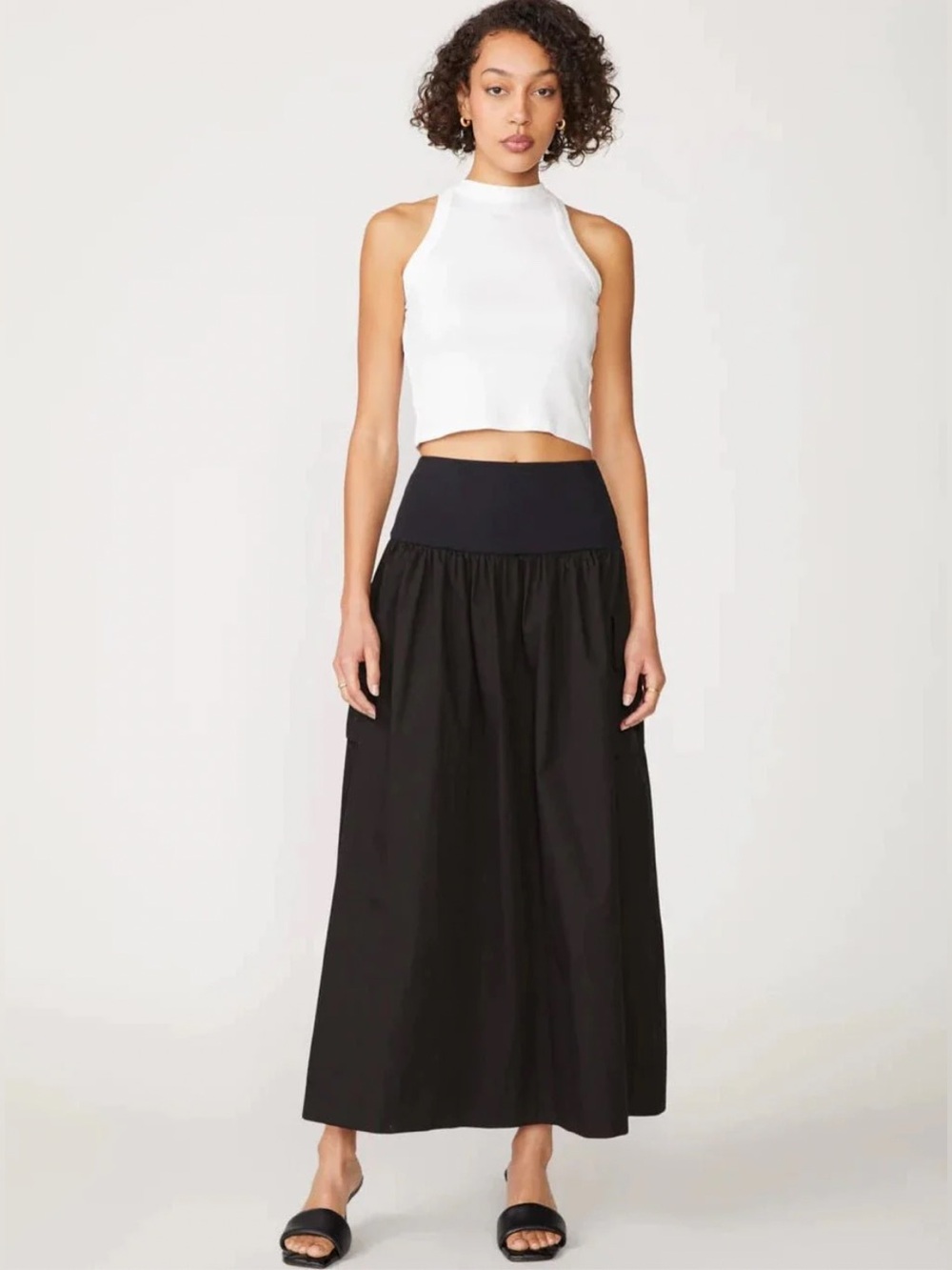 STATESIDE 'Heavy Poplin Cargo Skirt' in Black - Picture 2 of 7